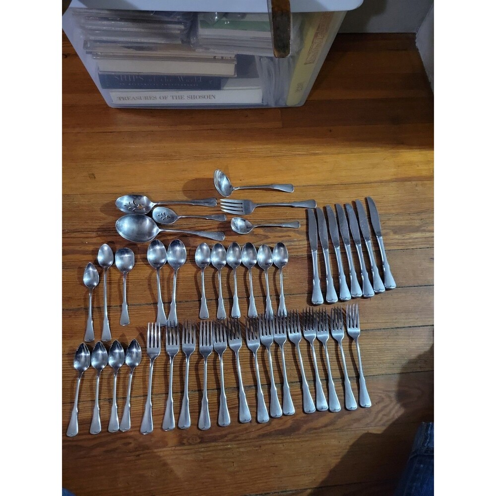 Oneida Community “Patrick Henry” Stainless Flatware (set Of 42) Serving Vtg